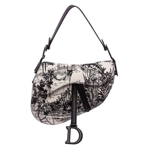 dior saddle bag palm print|Dior black and white saddle bag.